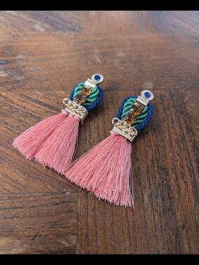 Colorful Tassel Statement Earrings Pink Fringe Boho Fashion Earrings